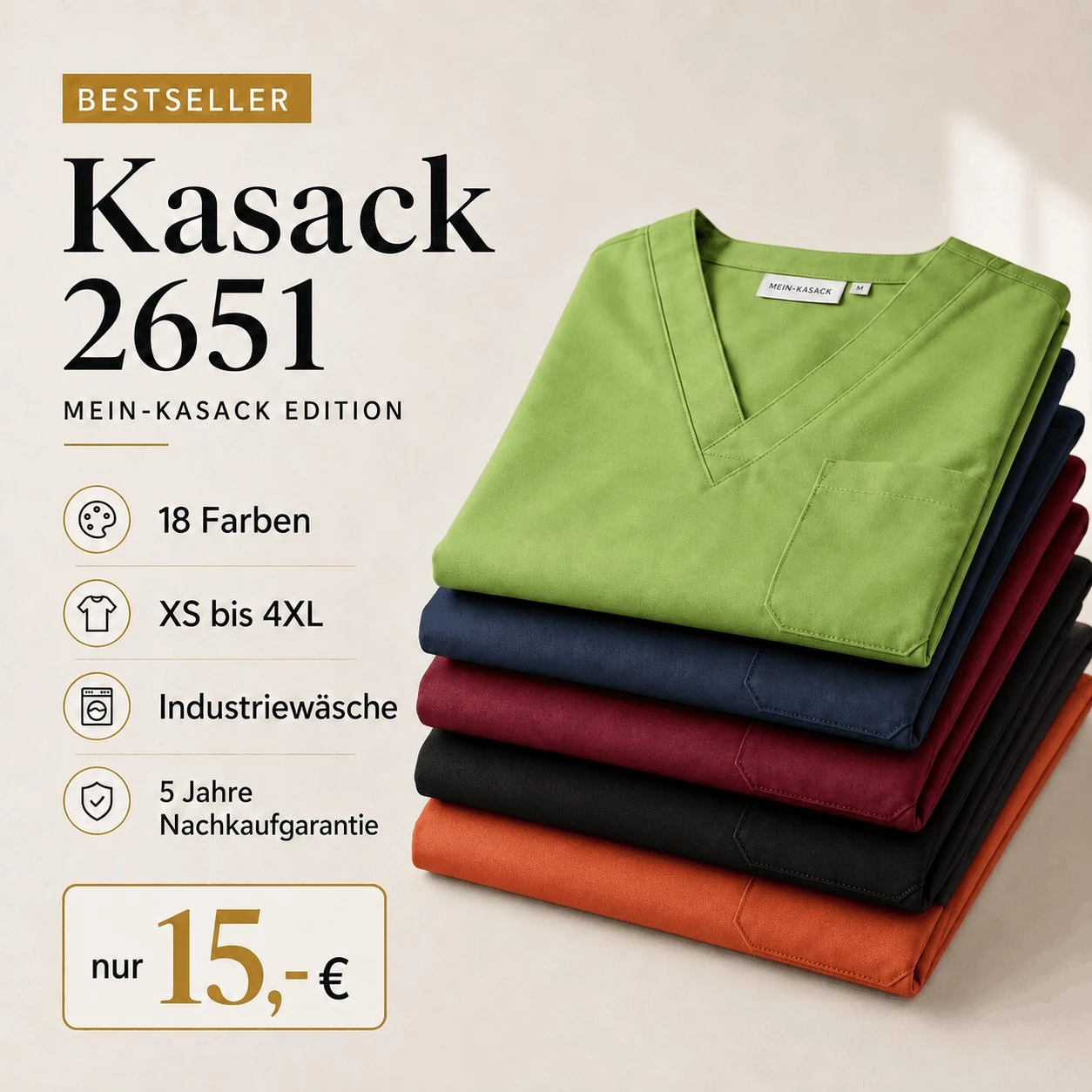 Basic Kasack 2651 - Industriewäsche geeignet - Exklusiv nur auf MEIN-KASACK.de